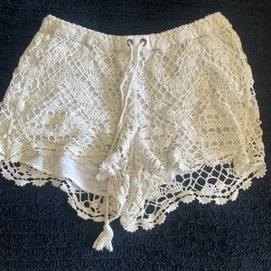 White lace shorts